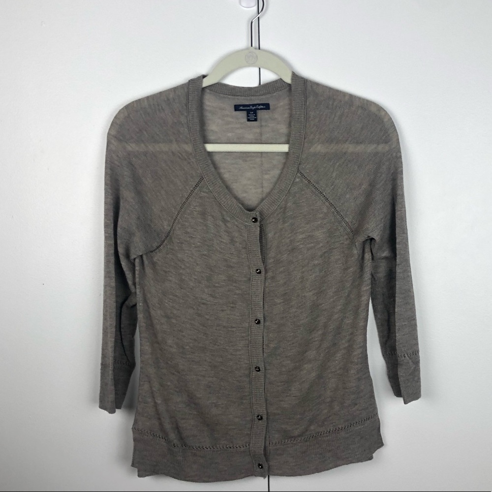 American Eagle | ¾” Sleeve Button-Up Cardigan